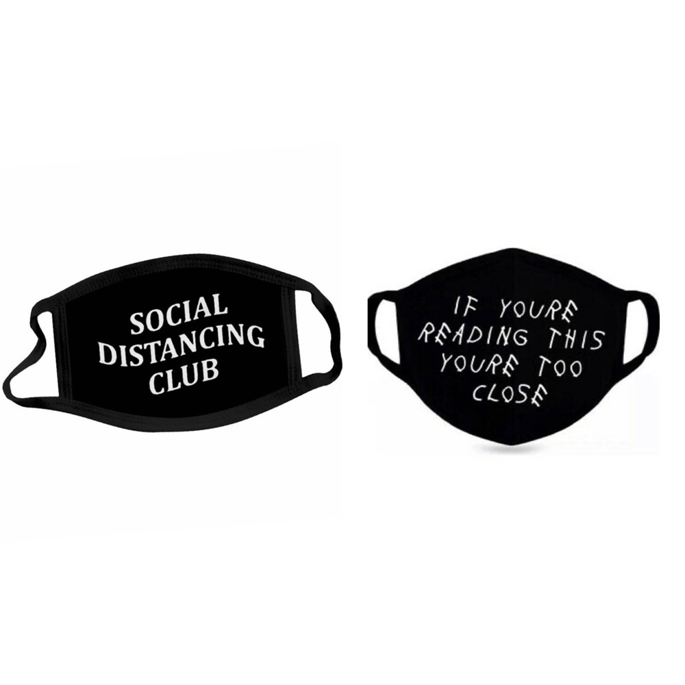2 fashion masks (social dist. club, Drake)